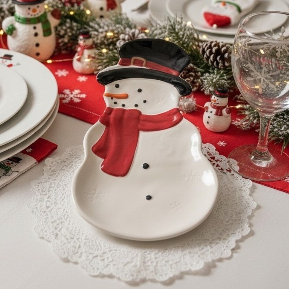 St. Nicholas Square Snowman Serving Tray/Dish